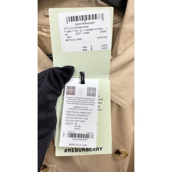 Burberry Men’s "Britton" Mid Length Trench Coat In Soft Fawn US44 - Picture 10 of 13